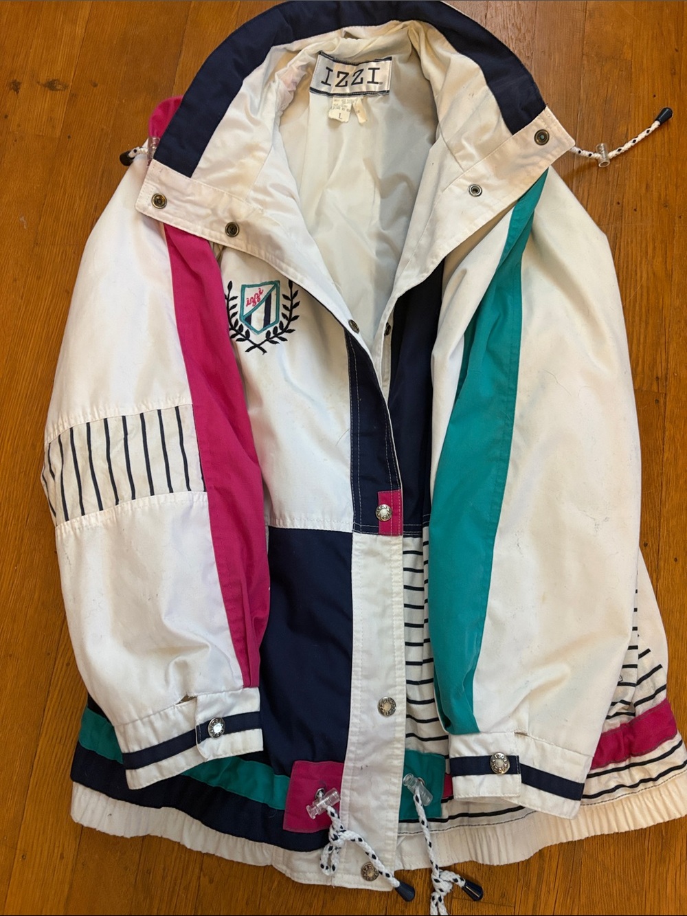 Izod White Windbreaker with Navy Trim